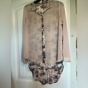 Sheer printed tunic
